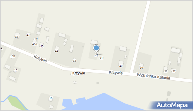 Krzywie, Krzywie, 42, mapa Krzywie