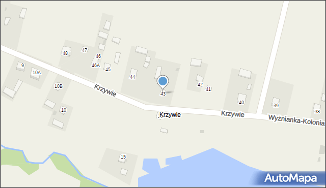 Krzywie, Krzywie, 43, mapa Krzywie