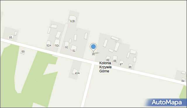 Krzywie, Krzywie, 90, mapa Krzywie