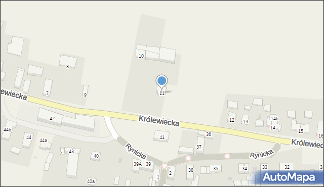 Krzywin, Królewiecka, 11, mapa Krzywin