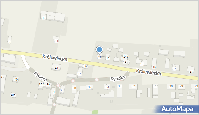 Krzywin, Królewiecka, 12, mapa Krzywin