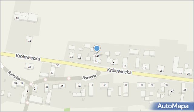 Krzywin, Królewiecka, 14b, mapa Krzywin