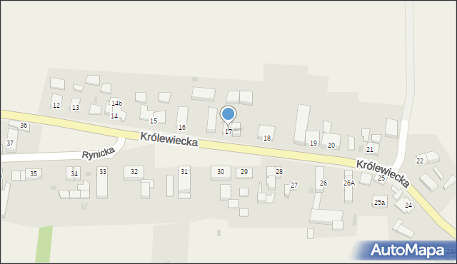 Krzywin, Królewiecka, 17, mapa Krzywin