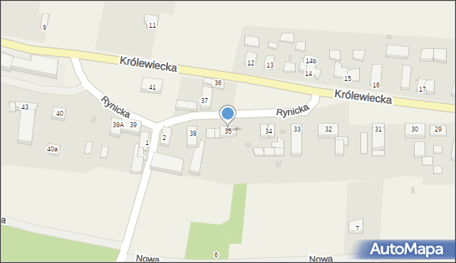 Krzywin, Królewiecka, 35, mapa Krzywin