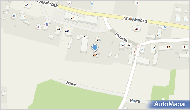 Krzywin, Królewiecka, 40a, mapa Krzywin