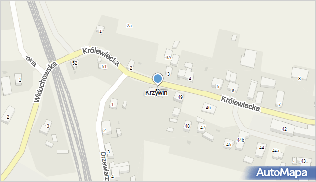 Krzywin, Królewiecka, 50, mapa Krzywin