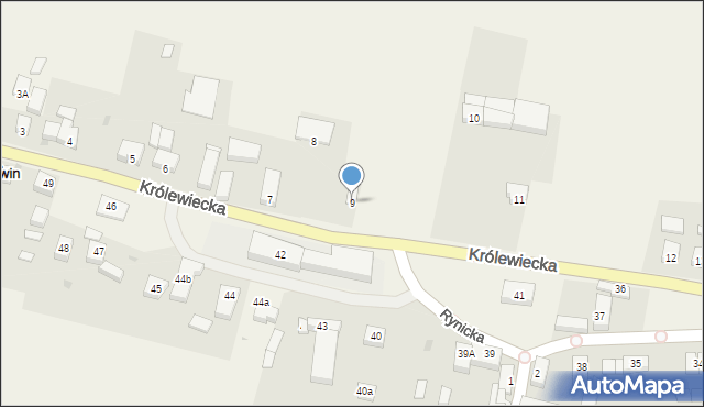 Krzywin, Królewiecka, 9, mapa Krzywin