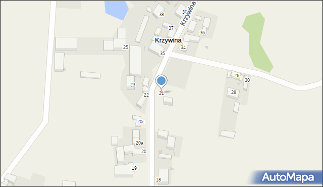 Krzywina, Krzywina, 21, mapa Krzywina