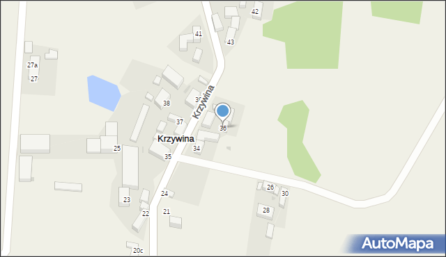 Krzywina, Krzywina, 36, mapa Krzywina