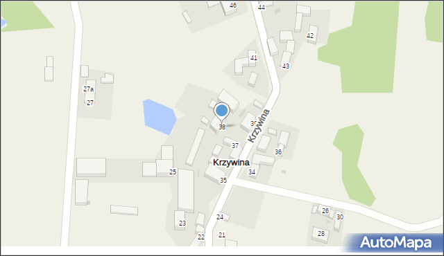 Krzywina, Krzywina, 38, mapa Krzywina