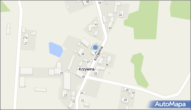 Krzywina, Krzywina, 40, mapa Krzywina