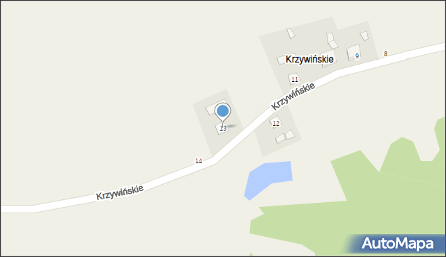 Krzywińskie, Krzywińskie, 13, mapa Krzywińskie