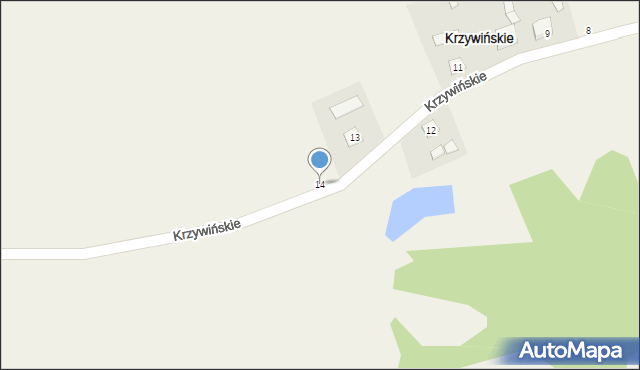 Krzywińskie, Krzywińskie, 14, mapa Krzywińskie