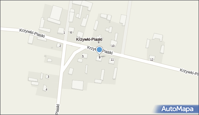 Krzywki-Piaski, Krzywki-Piaski, 9, mapa Krzywki-Piaski