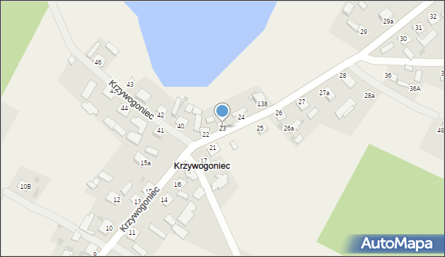 Krzywogoniec, Krzywogoniec, 23, mapa Krzywogoniec