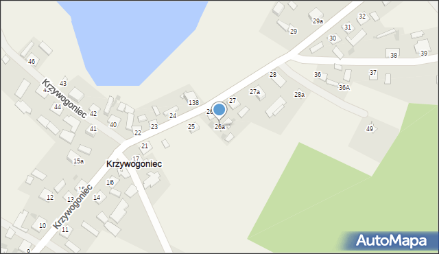 Krzywogoniec, Krzywogoniec, 26a, mapa Krzywogoniec