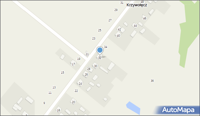 Krzywołęcz, Krzywołęcz, 32, mapa Krzywołęcz