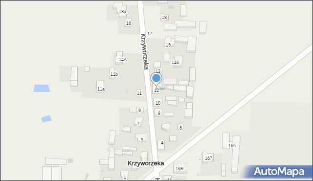 Krzyworzeka, Krzyworzeka, 12, mapa Krzyworzeka