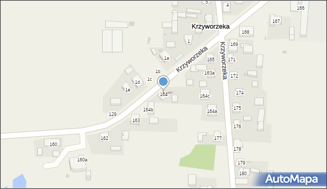 Krzyworzeka, Krzyworzeka, 164, mapa Krzyworzeka