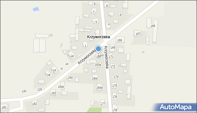 Krzyworzeka, Krzyworzeka, 165, mapa Krzyworzeka