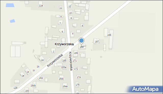 Krzyworzeka, Krzyworzeka, 168, mapa Krzyworzeka