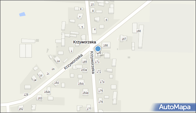 Krzyworzeka, Krzyworzeka, 170, mapa Krzyworzeka