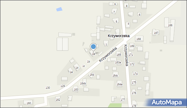 Krzyworzeka, Krzyworzeka, 1a, mapa Krzyworzeka