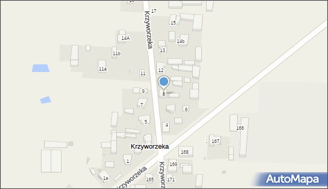 Krzyworzeka, Krzyworzeka, 8, mapa Krzyworzeka