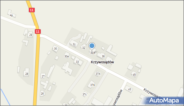 Krzywosądów, Krzywosądów, 32A, mapa Krzywosądów