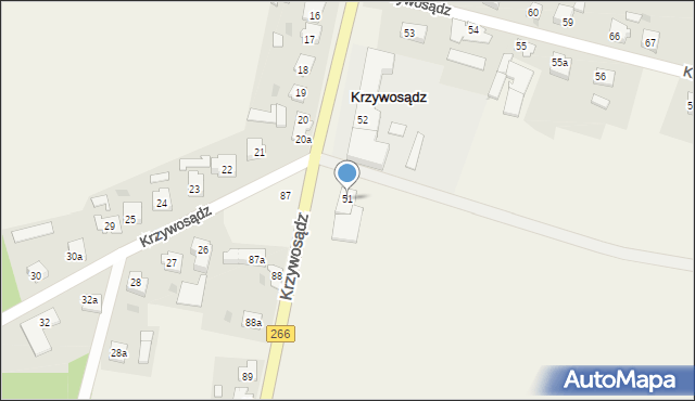 Krzywosądz, Krzywosądz, 51, mapa Krzywosądz