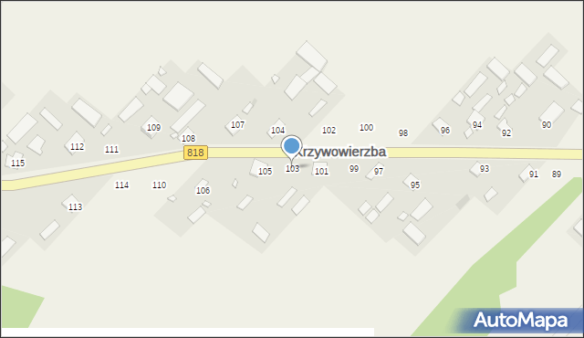 Krzywowierzba, Krzywowierzba, 103, mapa Krzywowierzba