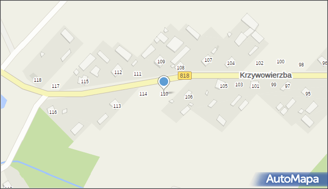 Krzywowierzba, Krzywowierzba, 110, mapa Krzywowierzba