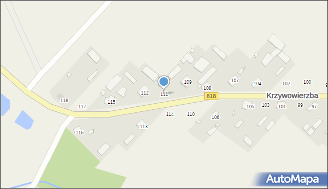 Krzywowierzba, Krzywowierzba, 111, mapa Krzywowierzba