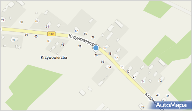 Krzywowierzba, Krzywowierzba, 56, mapa Krzywowierzba