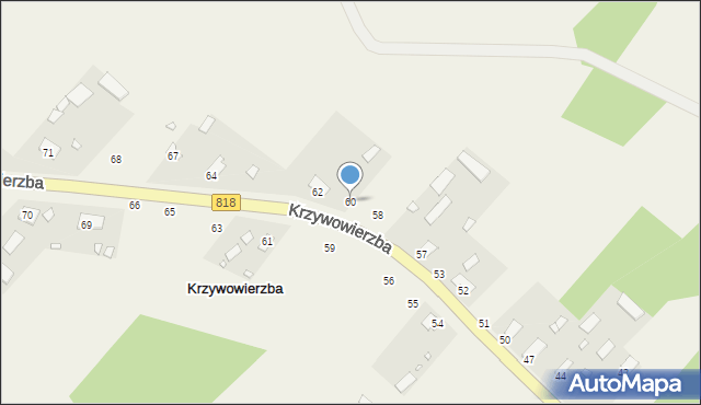 Krzywowierzba, Krzywowierzba, 60, mapa Krzywowierzba