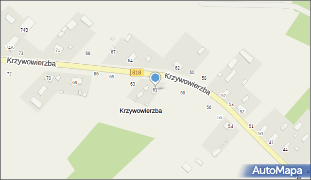 Krzywowierzba, Krzywowierzba, 61, mapa Krzywowierzba