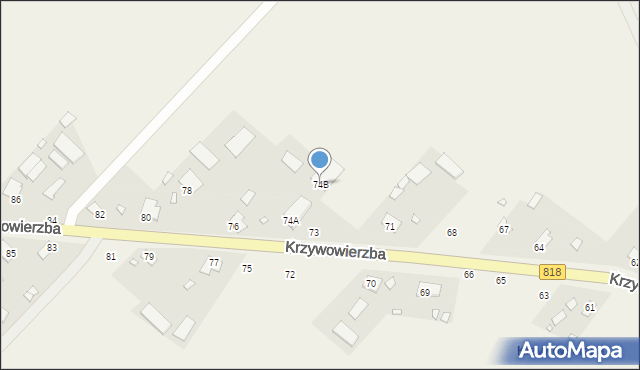 Krzywowierzba, Krzywowierzba, 74B, mapa Krzywowierzba