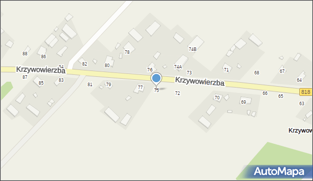 Krzywowierzba, Krzywowierzba, 75, mapa Krzywowierzba