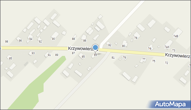 Krzywowierzba, Krzywowierzba, 83, mapa Krzywowierzba