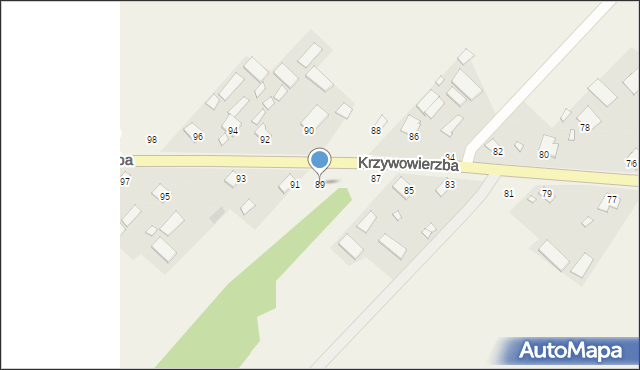 Krzywowierzba, Krzywowierzba, 89, mapa Krzywowierzba