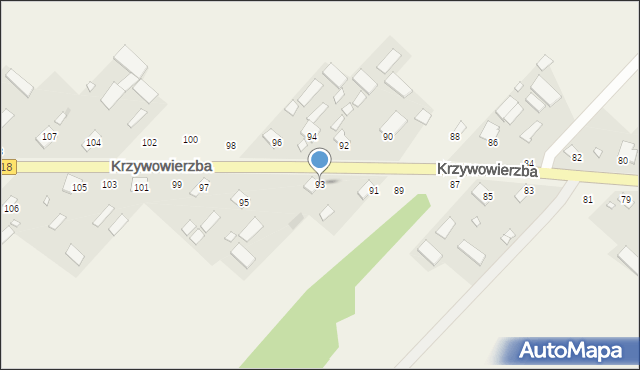 Krzywowierzba, Krzywowierzba, 93, mapa Krzywowierzba