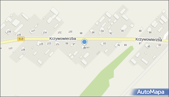 Krzywowierzba, Krzywowierzba, 95, mapa Krzywowierzba