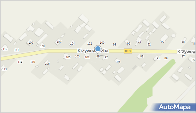 Krzywowierzba, Krzywowierzba, 99, mapa Krzywowierzba