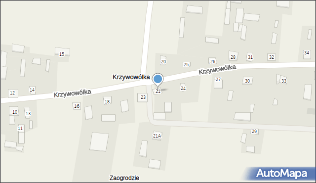 Krzywowólka, Krzywowólka, 21, mapa Krzywowólka