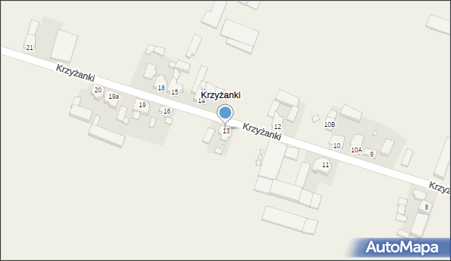 Krzyżanki, Krzyżanki, 13, mapa Krzyżanki