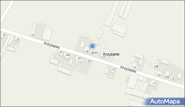 Krzyżanki, Krzyżanki, 15, mapa Krzyżanki