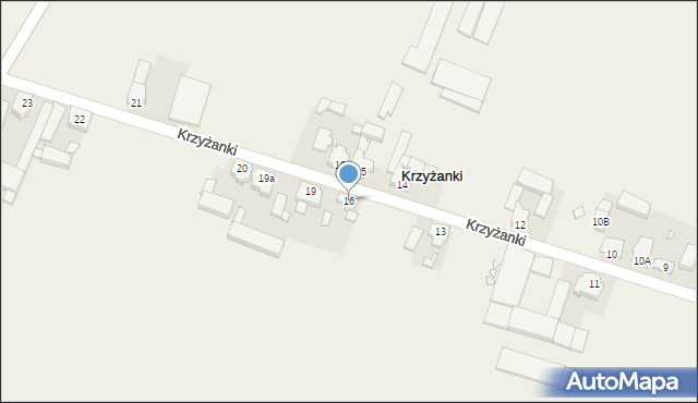 Krzyżanki, Krzyżanki, 16, mapa Krzyżanki