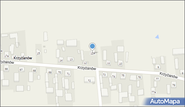 Krzyżanów, Krzyżanów, 12A, mapa Krzyżanów