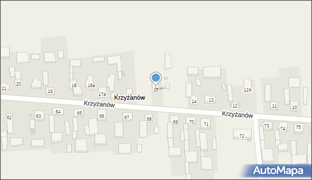 Krzyżanów, Krzyżanów, 15, mapa Krzyżanów