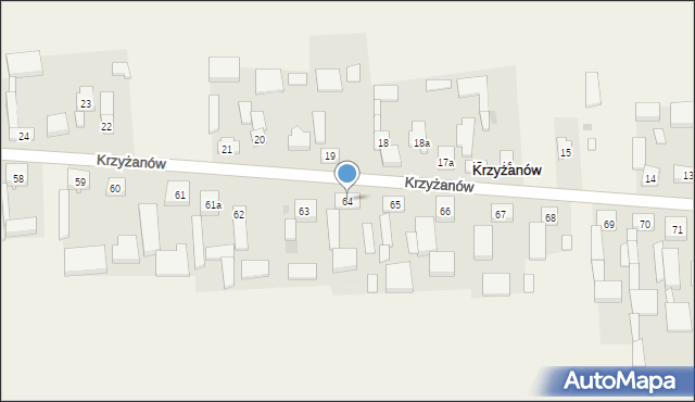 Krzyżanów, Krzyżanów, 64, mapa Krzyżanów